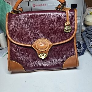 Dooney & Bourke Maroon and Tan Leather Satchel